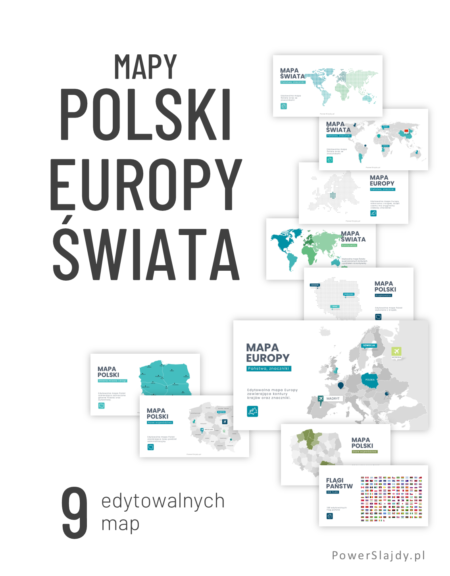 Prezentacja szablon Power Point, slajd animowany: Mapa świata, Europa, Polska