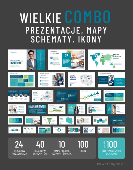 Wielkie Combo - template prezentacji w PowerPoint, slajdy: schematy mapy ikony